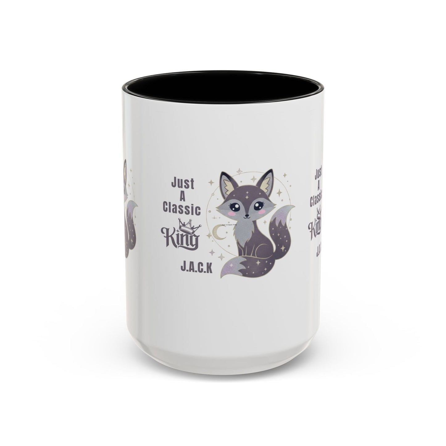 Personalized Initial Fox King Accent Coffee Mug
