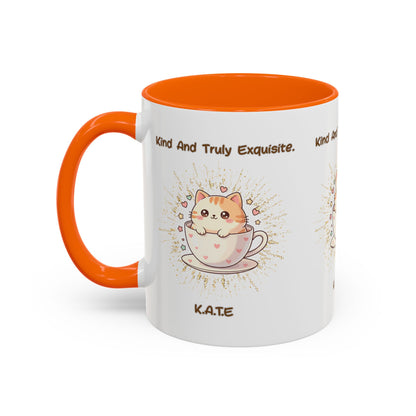 Personalized Initial Exquisite Cat Accent Coffee Mug