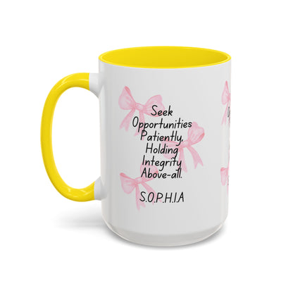 Personalized Pink Bow Accent Coffee Mug