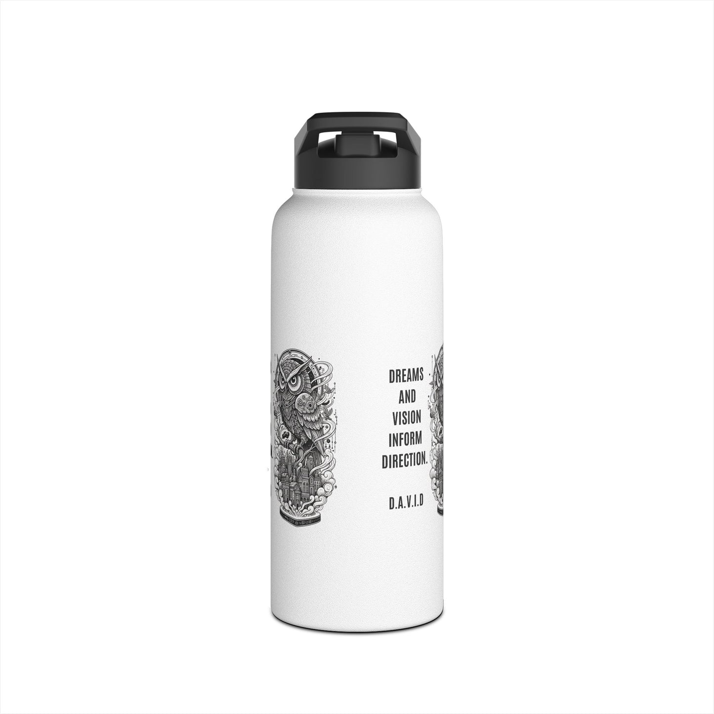 Personalized Initial Quote Owl Vision Stainless Steel Water Bottle