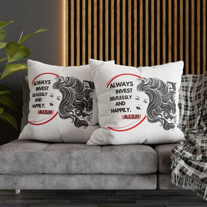 Personalized Initial Quote Inspirational Girl — Custom Sayings on Square Poly Canvas Pillowcase