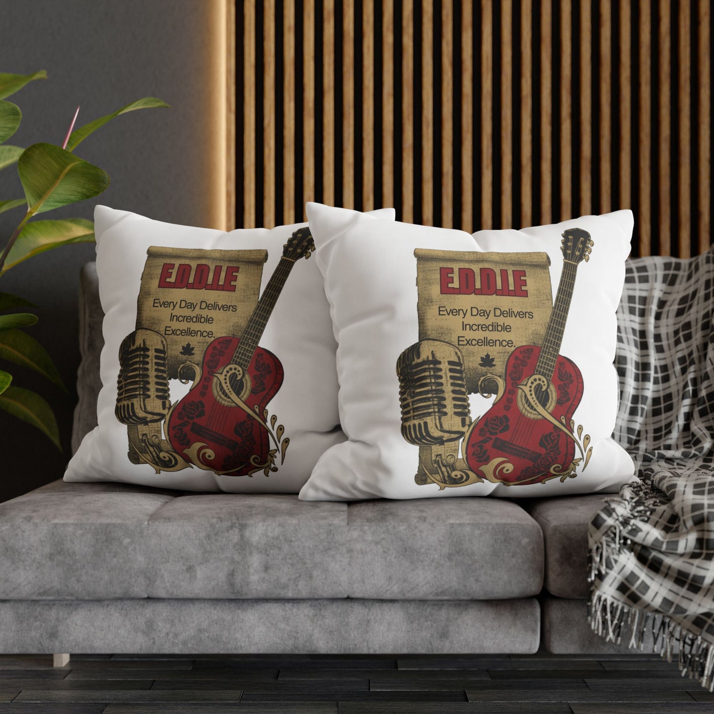 Personalized Initial Quote Guitar — Custom Sayings on Square Poly Canvas Pillowcase