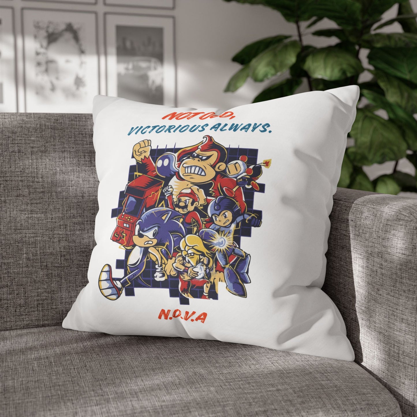 Personalized Initial Quote Cartoon — Custom Sayings on Square Poly Canvas Pillowcase