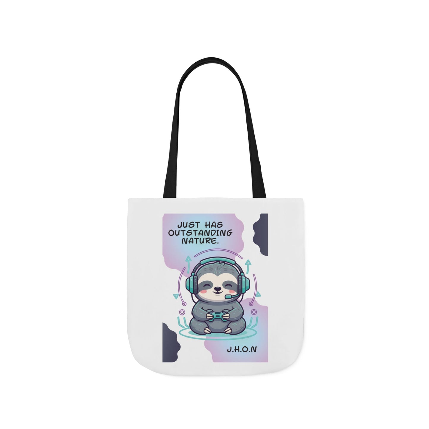 Personalized Initial Quote Sloth Gamer Canvas Tote Custom Name