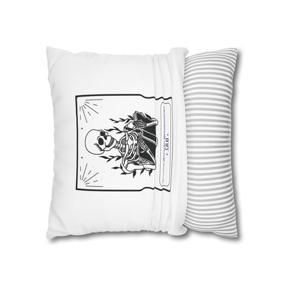 Personalized Initial Quote Skeleton — Custom Sayings on Square Poly Canvas Pillowcase