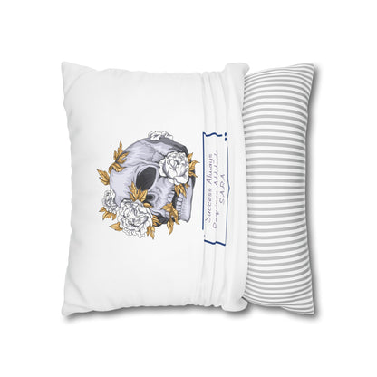 Personalized Initial Quote Floral Skull — Custom Sayings on Square Poly Canvas Pillowcase