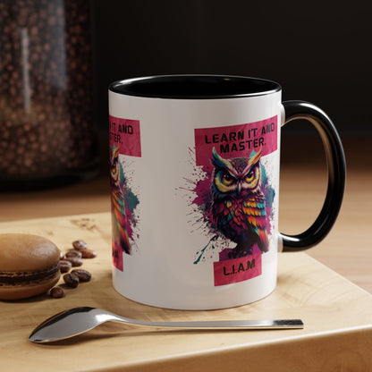 Personalized Initial Owl Accent Coffee Mug