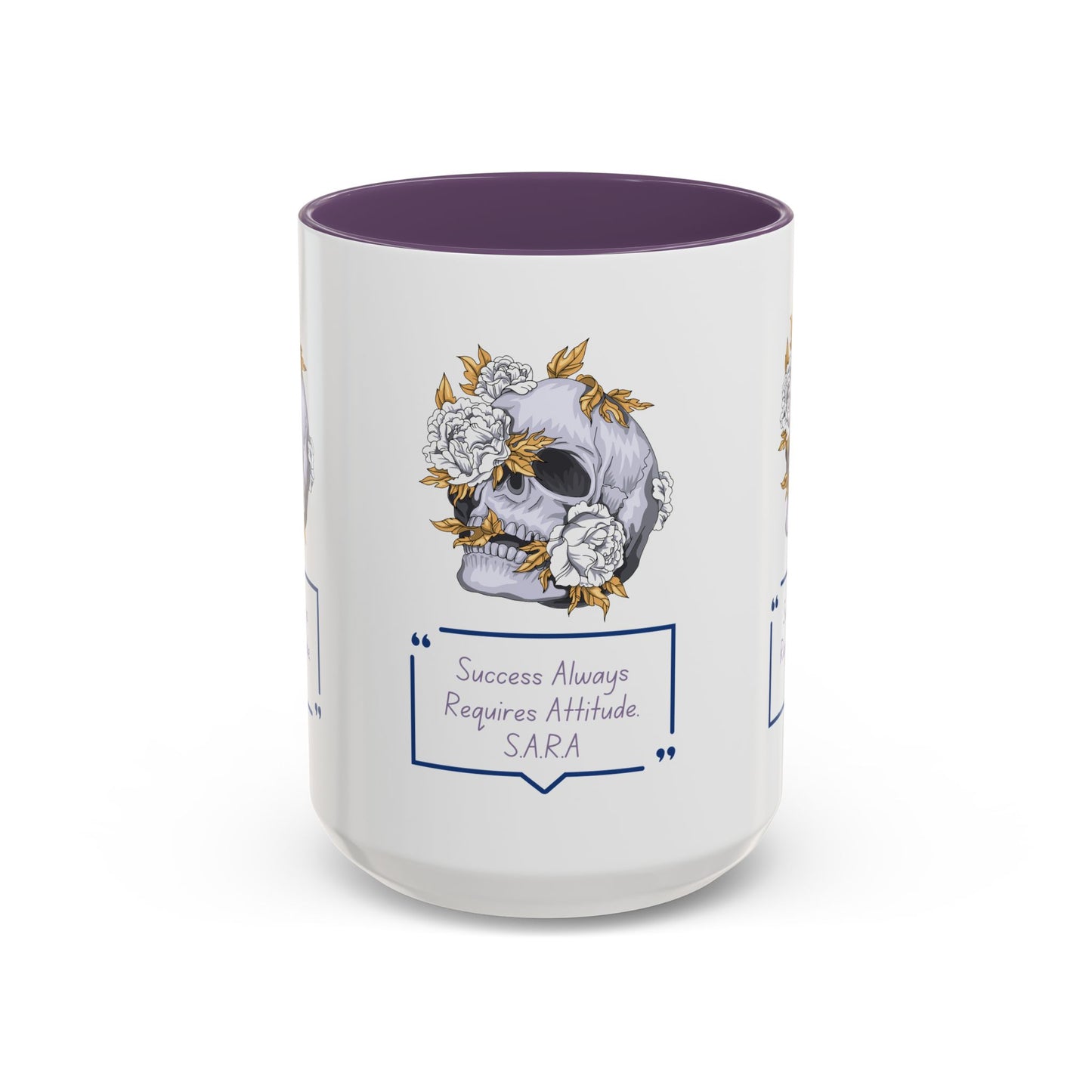 Personalized Initial Floral Skull Accent Coffee Mug