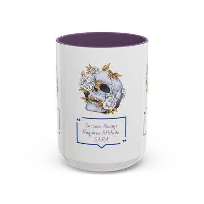 Personalized Initial Floral Skull Accent Coffee Mug