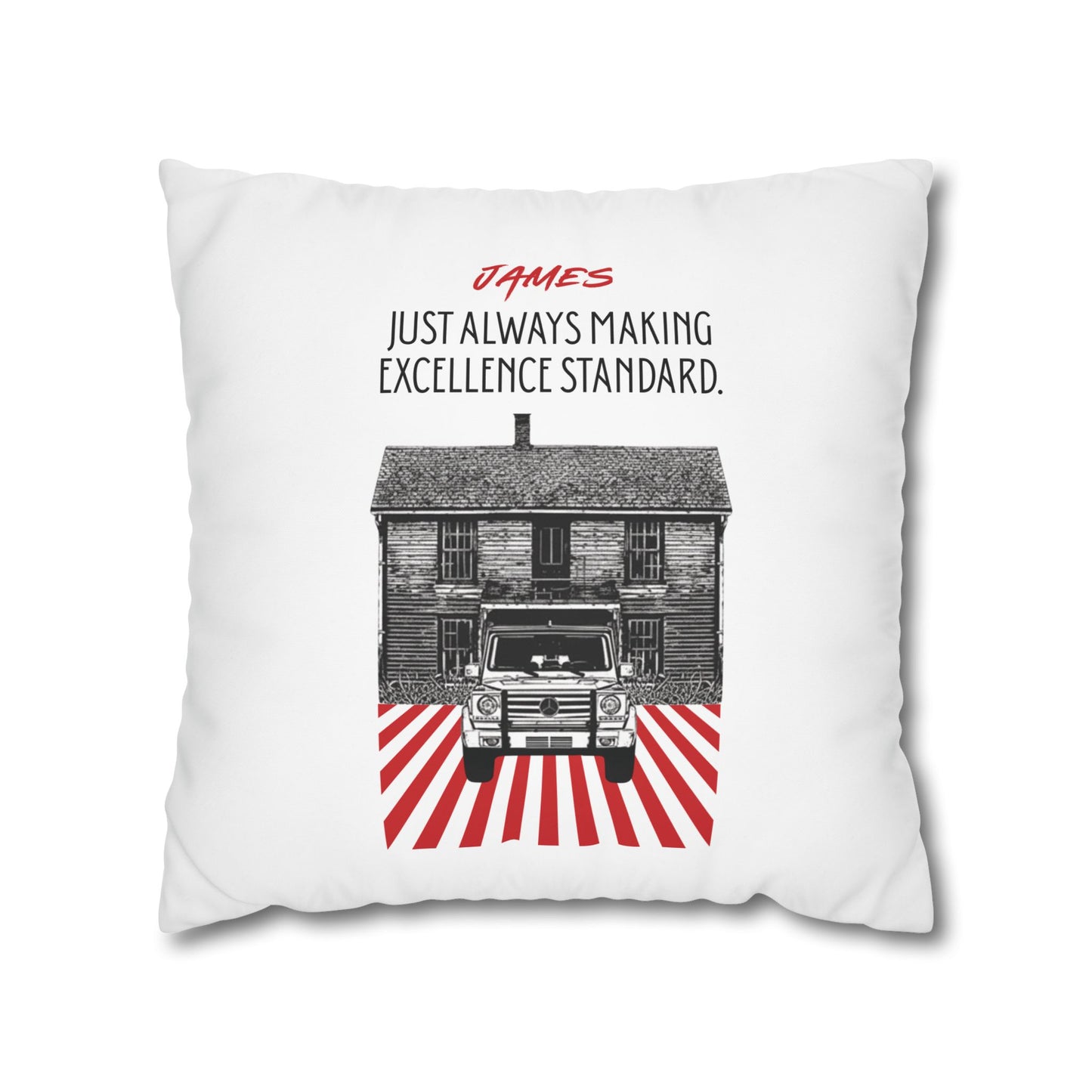 Personalized Initial Quote Vintage Car — Custom Sayings on Square Poly Canvas Pillowcase