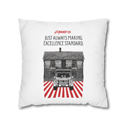 Personalized Initial Quote Vintage Car — Custom Sayings on Square Poly Canvas Pillowcase