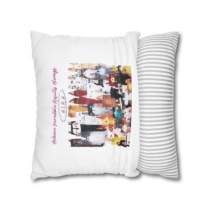 Personalized Initial Quote Cat Collage — Custom Sayings on Square Poly Canvas Pillowcase