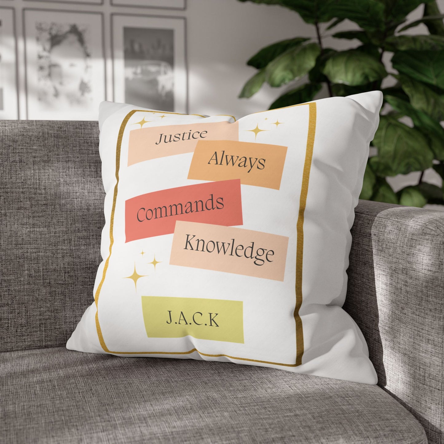 Personalized Initial Quote Pastel Inspirational — Custom Sayings on Square Poly Canvas Pillowcase