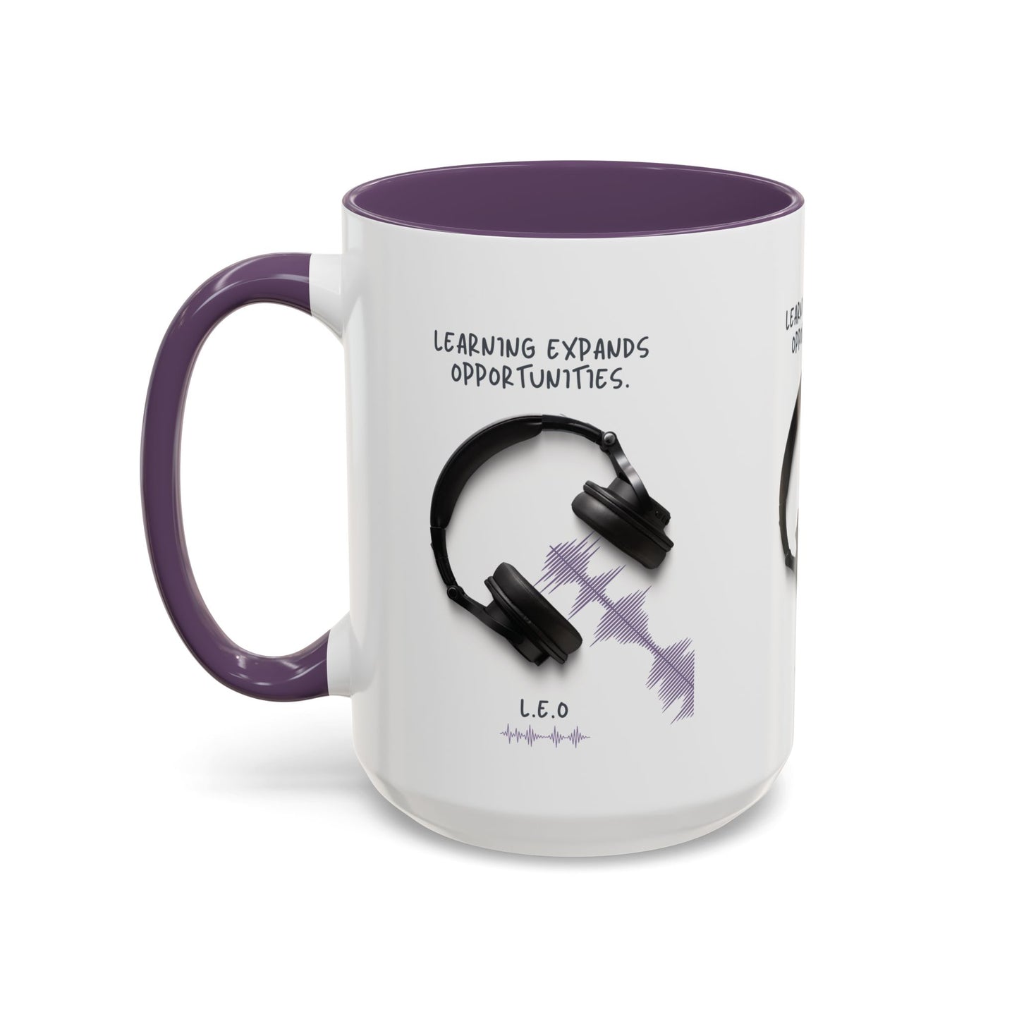 Personalized Initial Headphones Accent Coffee Mug