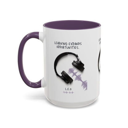 Personalized Initial Headphones Accent Coffee Mug