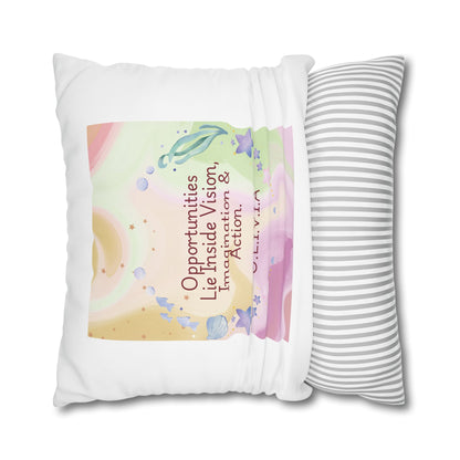 Personalized Initial Quote Ocean Theme — Custom Sayings on Square Poly Canvas Pillowcase