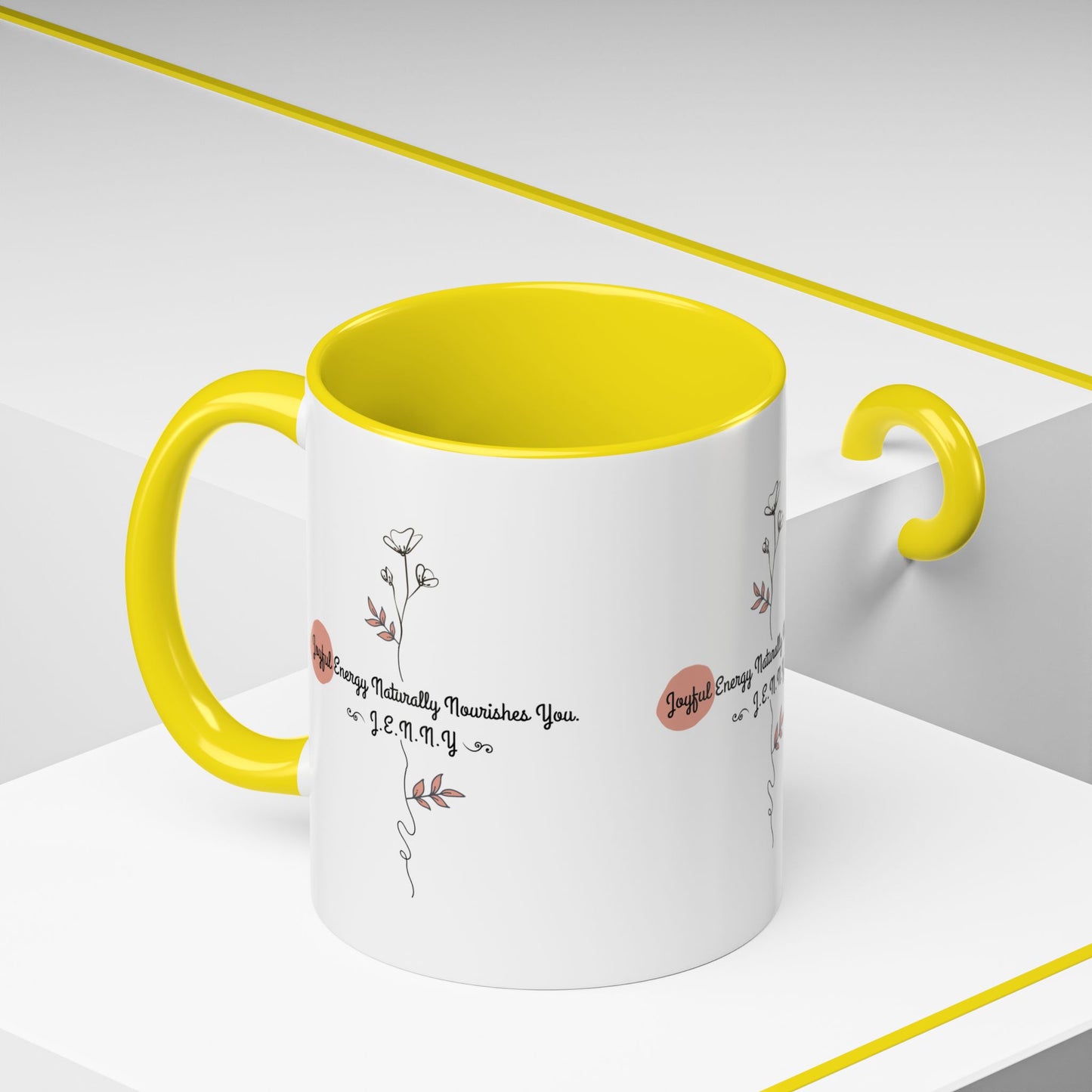 Personalized Initial Floral Minimalist Accent Coffee Mug