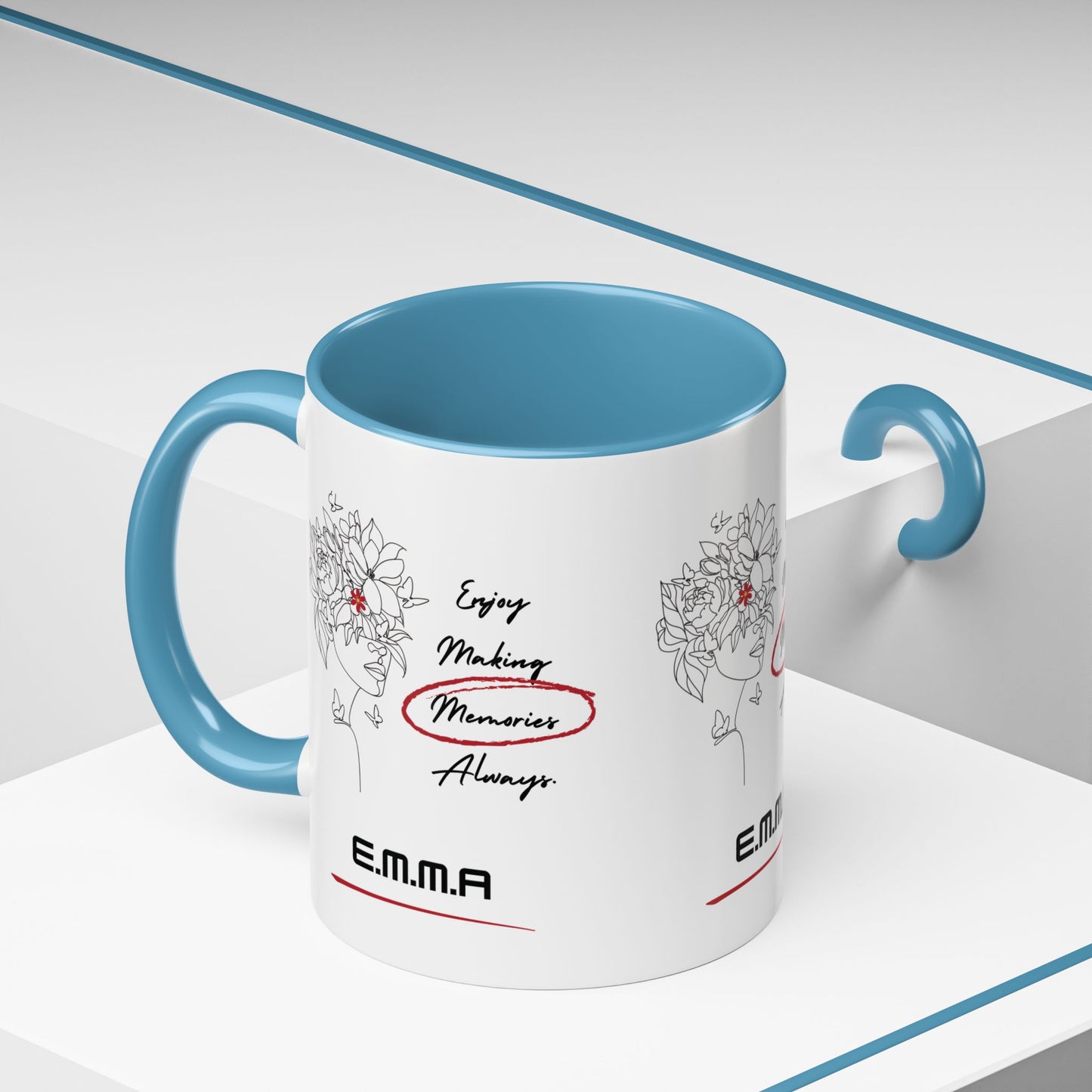 Personalized Initial Floral Girl Accent Coffee Mug