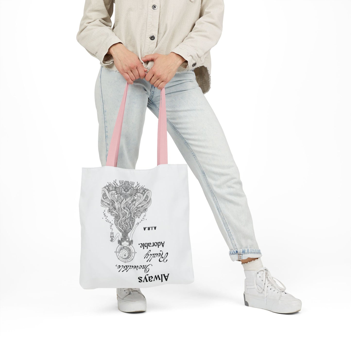 Personalized Initial Quote Light Girl Canvas Tote Custom Name