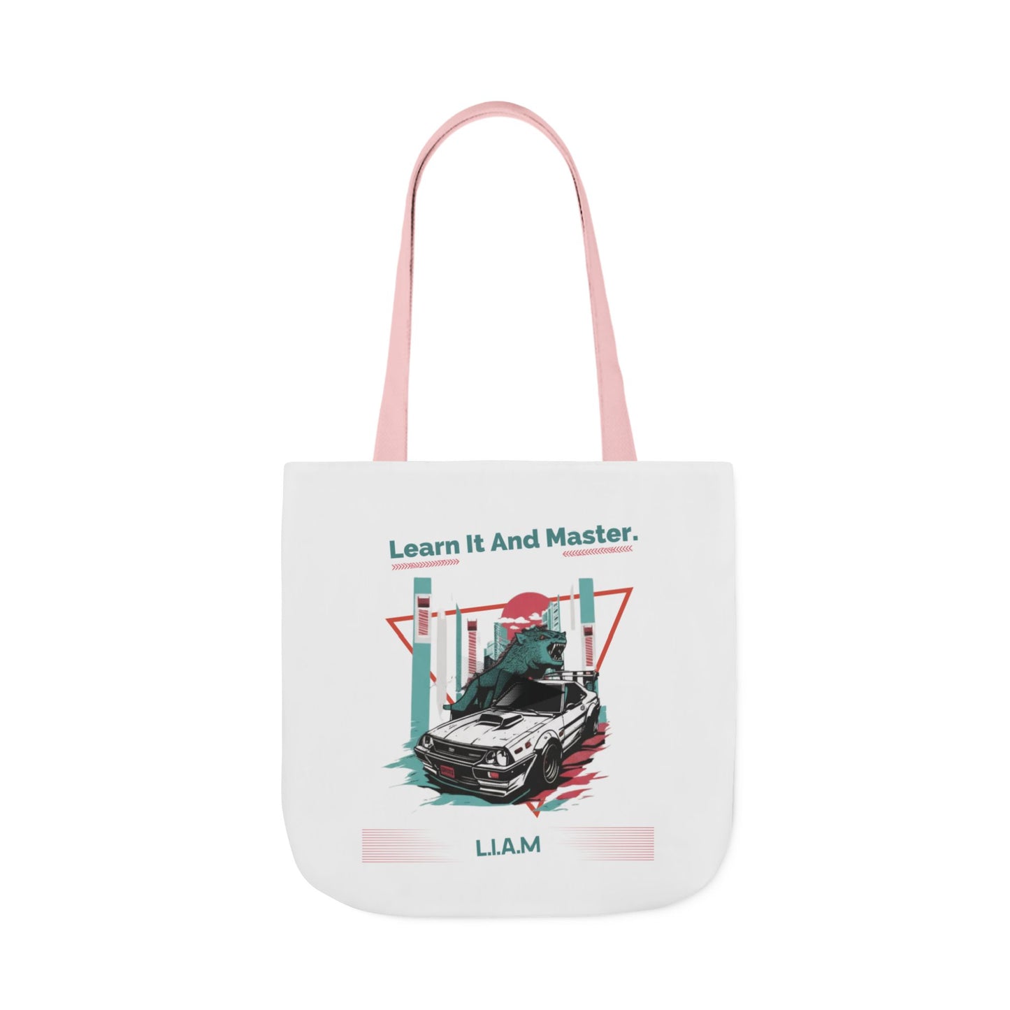 Personalized Initial Quote Dinosaur Car Canvas Tote Custom Name