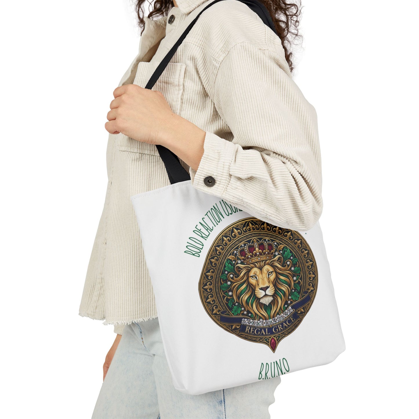 Personalized Initial Quote Circle Lion Canvas Tote Custom Name