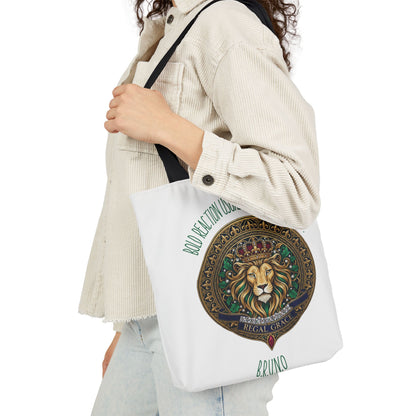 Personalized Initial Quote Circle Lion Canvas Tote Custom Name