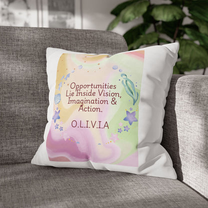 Personalized Initial Quote Ocean Theme — Custom Sayings on Square Poly Canvas Pillowcase