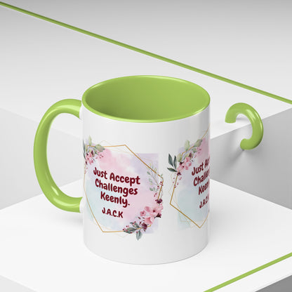 Personalized Floral Frame Accent Coffee Mug