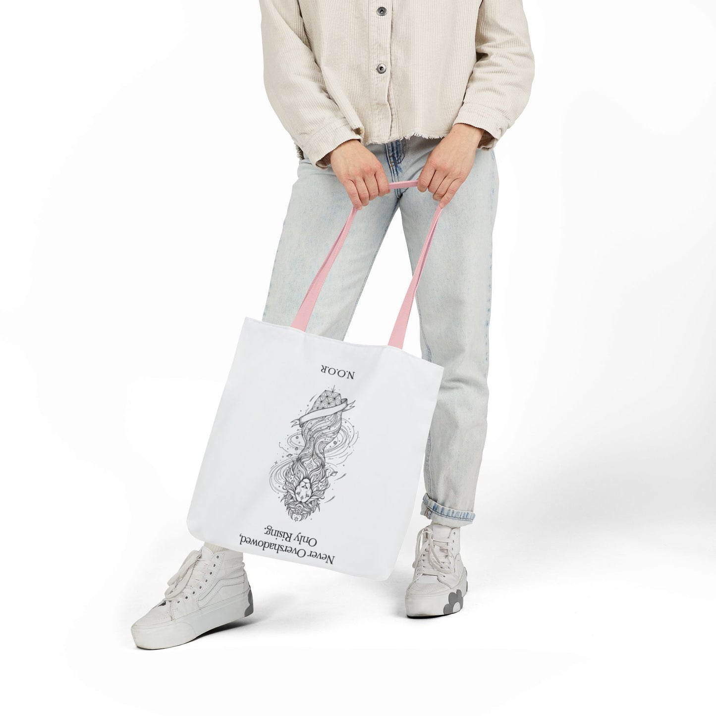 Personalized Initial Quote Girl Lion Canvas Tote Custom Name