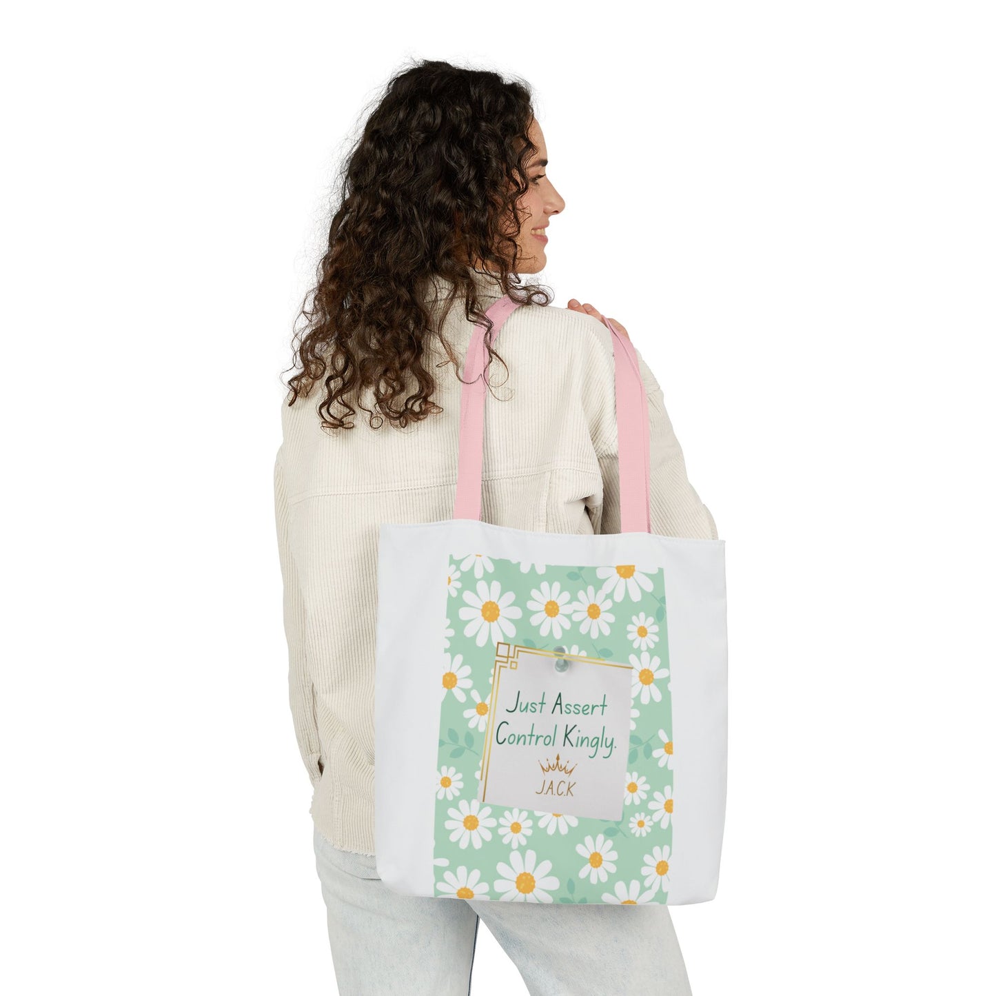 Personalized Initial Quote Floral Inspirational Canvas Tote Custom Name