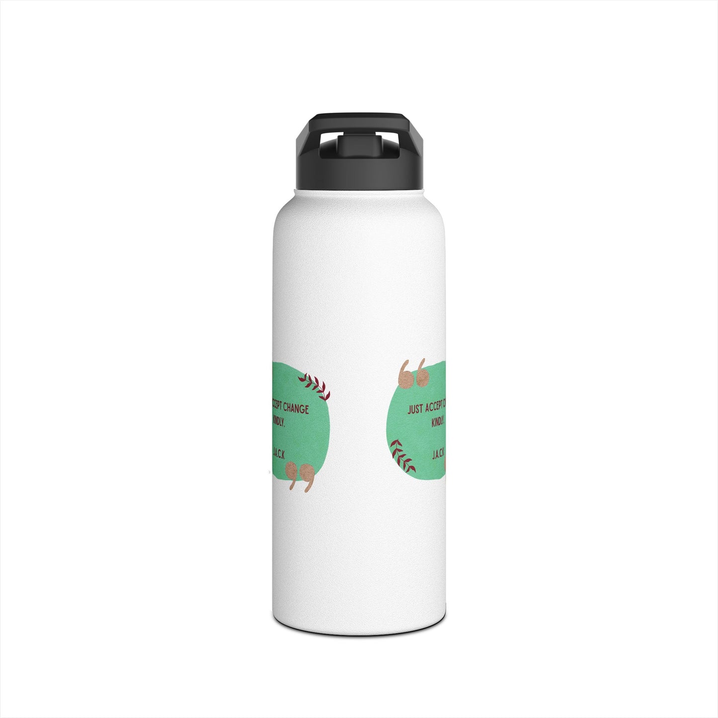 Personalized Initial Quote Oval Note Stainless Steel Water Bottle
