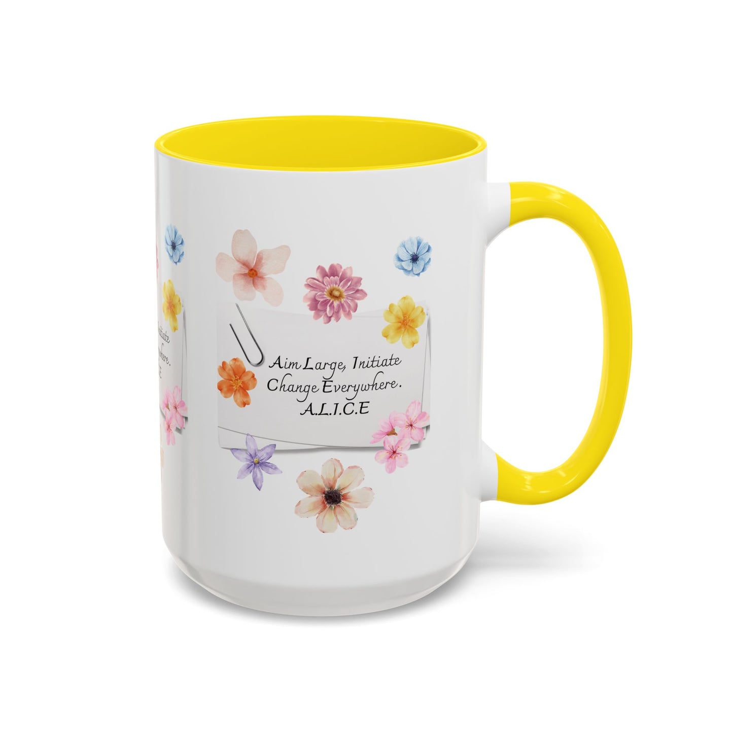 Personalized Floral Clip Note Accent Coffee Mug