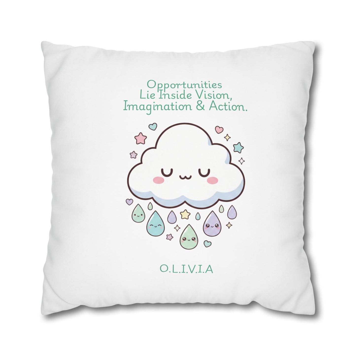 Personalized Initial Quote Cloud Dripping — Custom Sayings on Square Poly Canvas Pillowcase