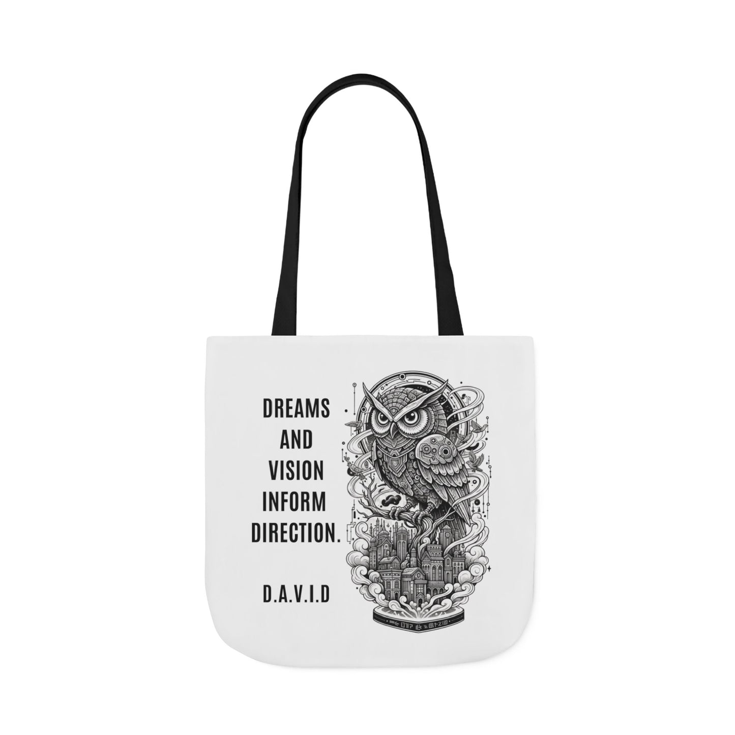 Personalized Initial Quote Owl Vision Canvas Tote Custom Name