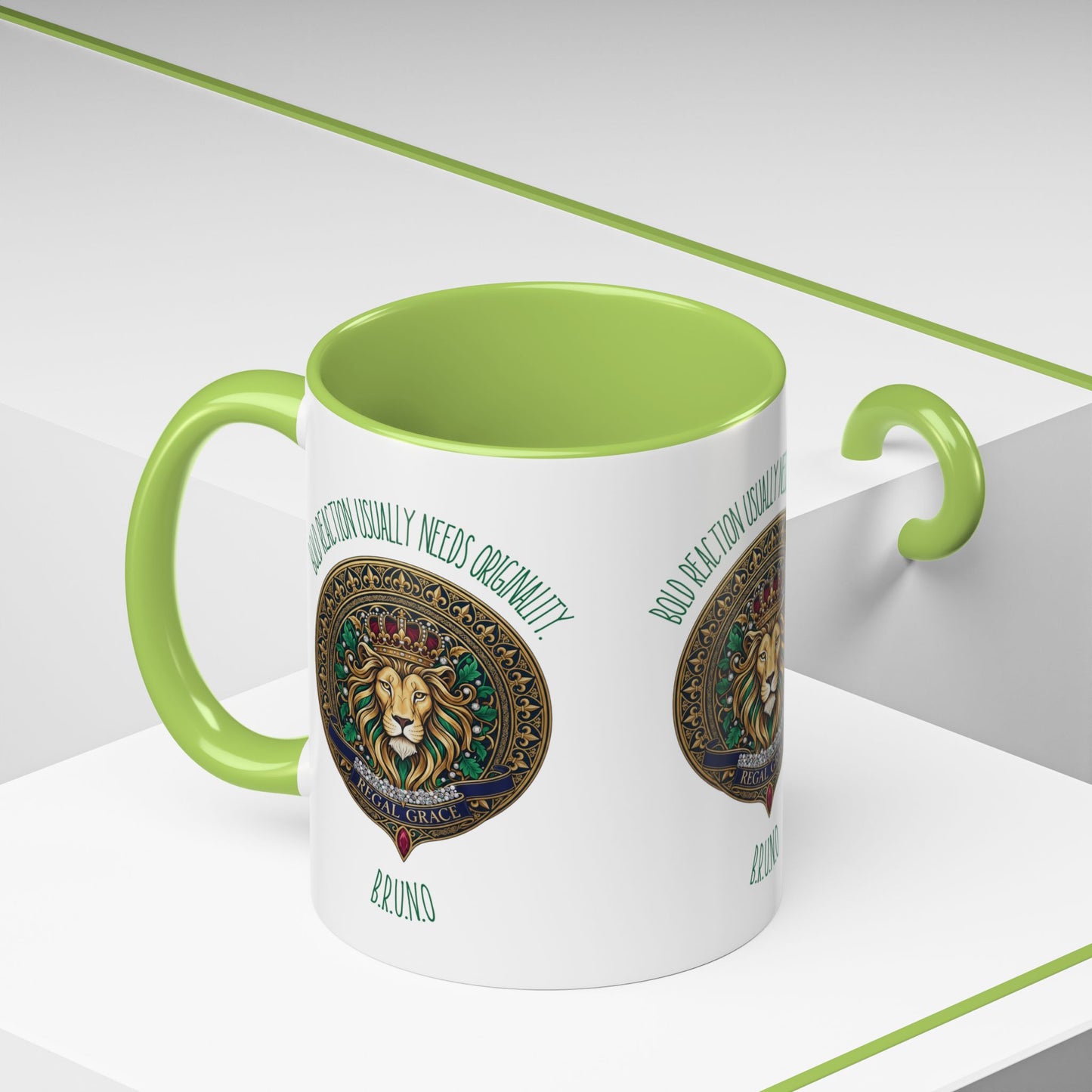 Personalized Initial Circled Lion Accent Coffee Mug