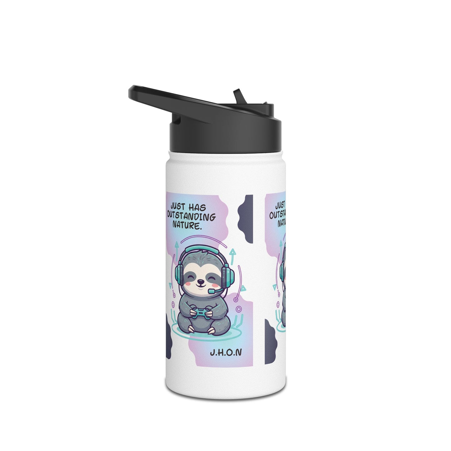 Personalized Initial Quote Sloth Gamer Stainless Steel Water Bottle
