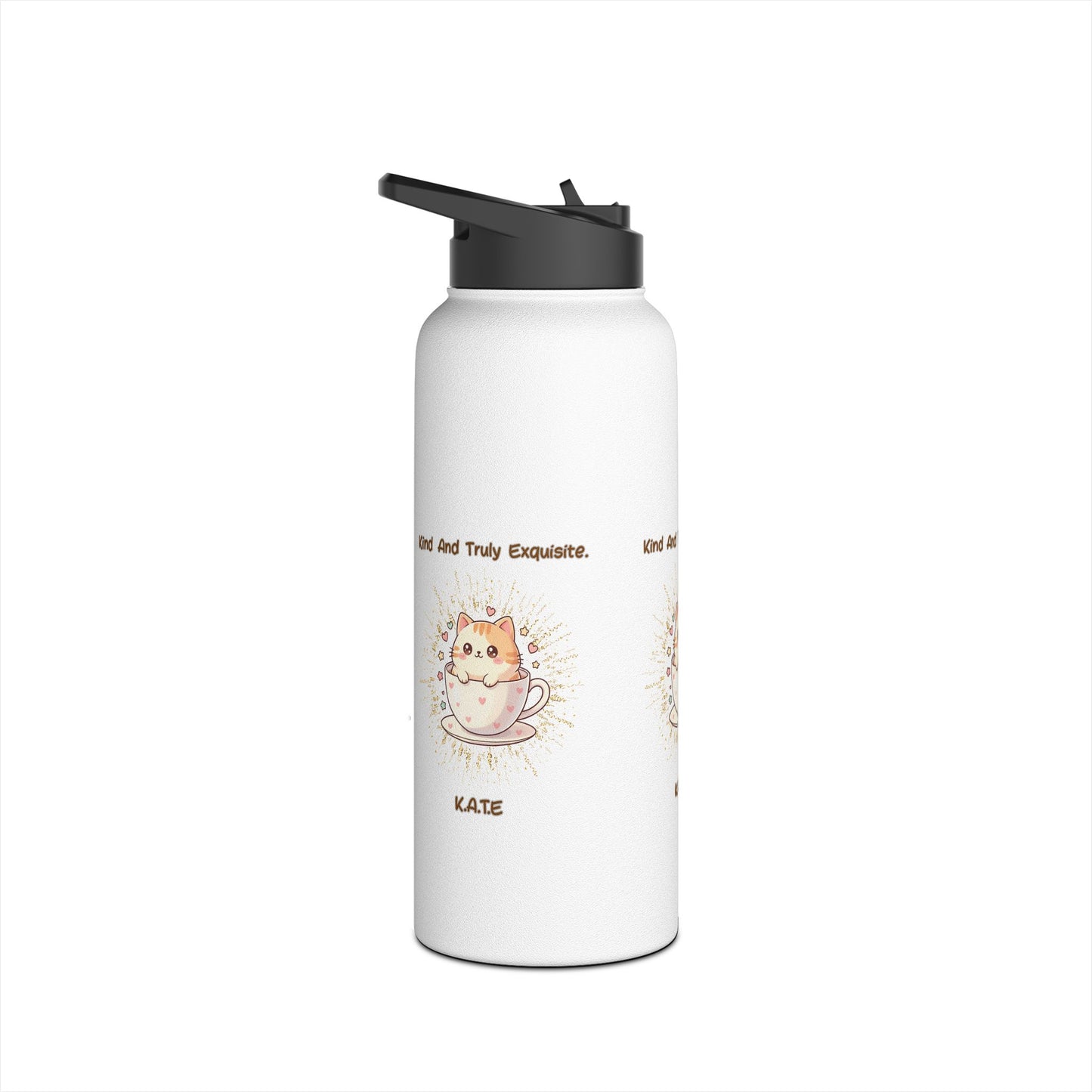 Personalized Initial Quote Exquisite Cat Stainless Steel Water Bottle