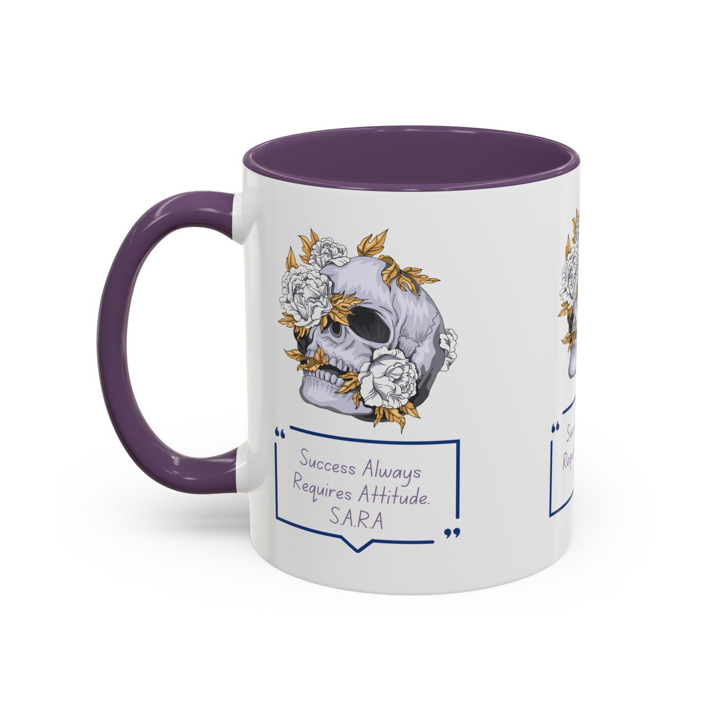 Personalized Initial Floral Skull Accent Coffee Mug