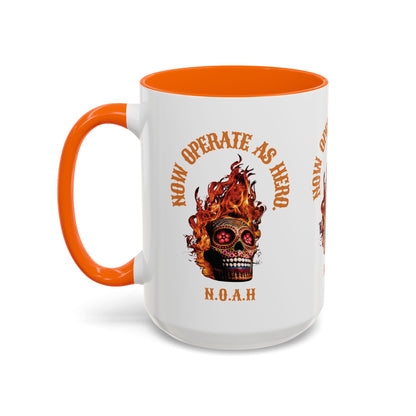 Personalized Initial Fire Skull Accent Coffee Mug