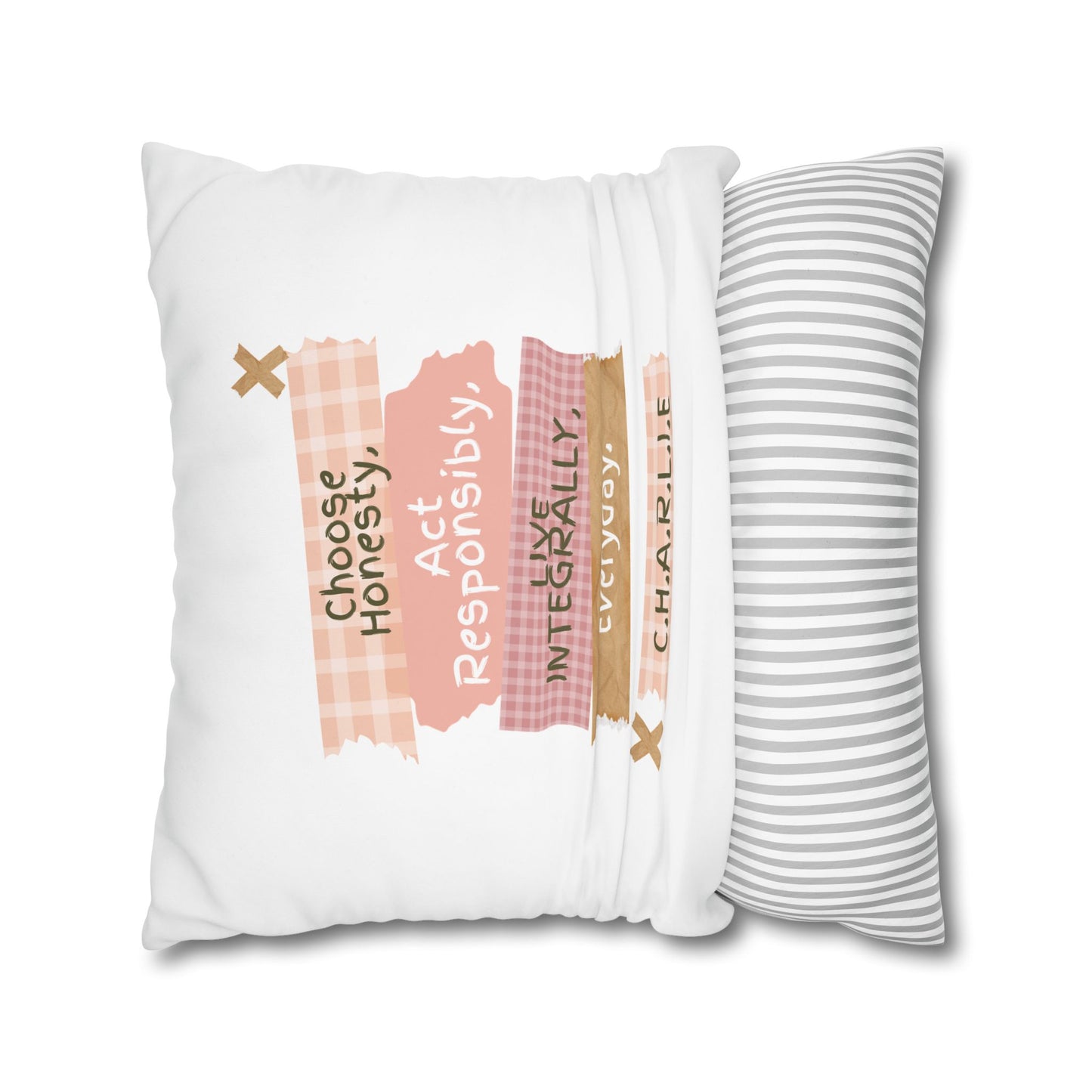 Personalized Initial Quote Note Steps — Custom Sayings on Square Poly Canvas Pillowcase