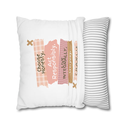 Personalized Initial Quote Note Steps — Custom Sayings on Square Poly Canvas Pillowcase