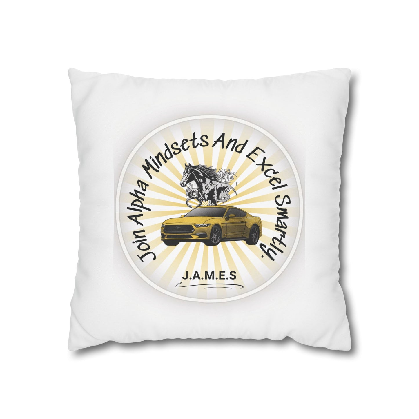 Personalized Initial Quote Horse Car — Custom Sayings on Square Poly Canvas Pillowcase