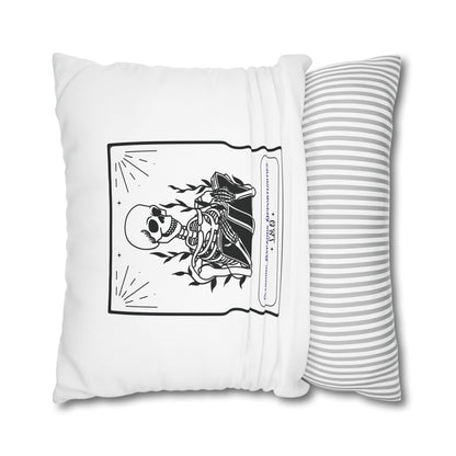 Personalized Initial Quote Skeleton — Custom Sayings on Square Poly Canvas Pillowcase
