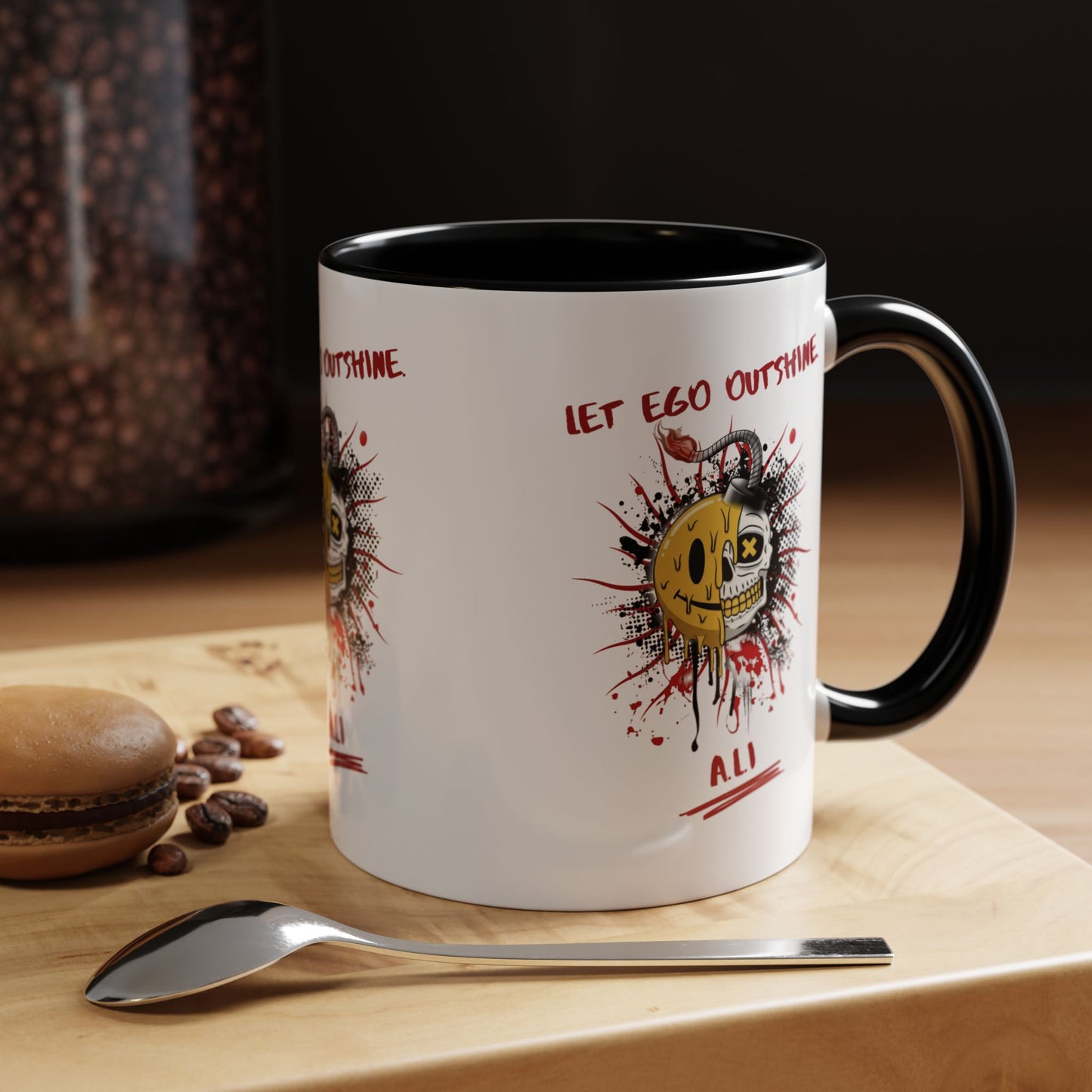 Personalized Split Smile Skull Accent Coffee Mug