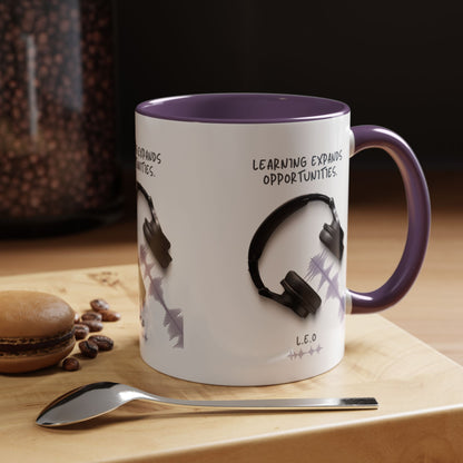 Personalized Initial Headphones Accent Coffee Mug