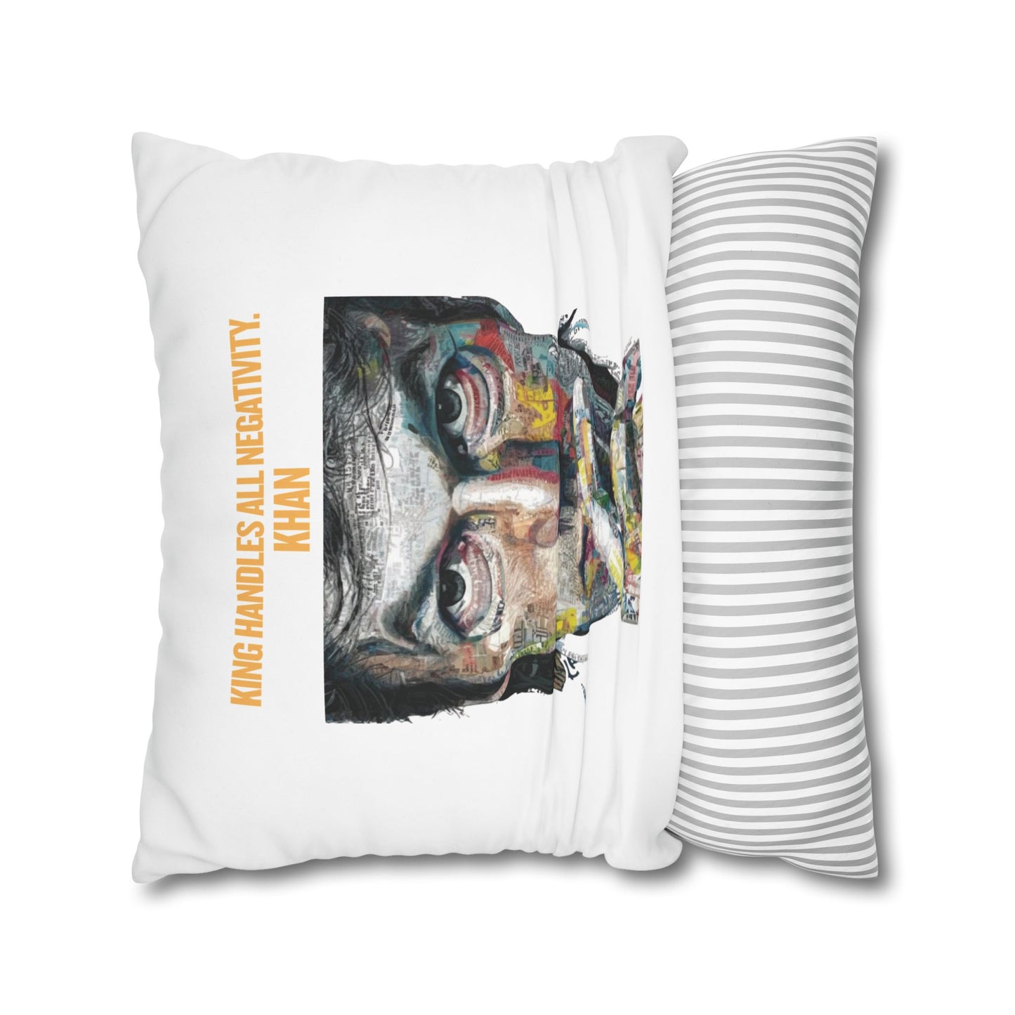 Personalized Initial Quote Khan — Custom Sayings on Square Poly Canvas Pillowcase