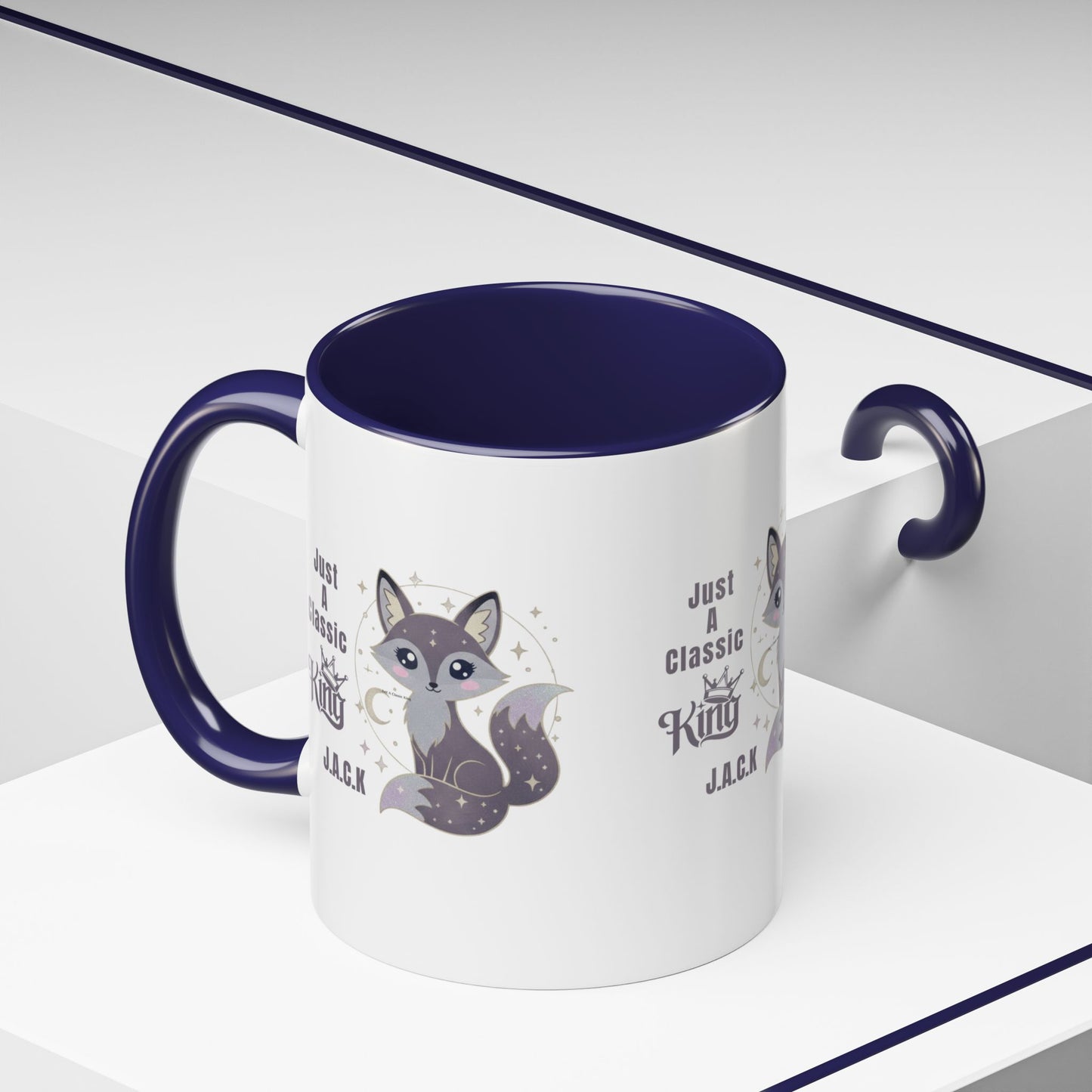 Personalized Initial Fox King Accent Coffee Mug