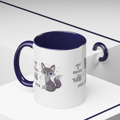 Personalized Initial Fox King Accent Coffee Mug
