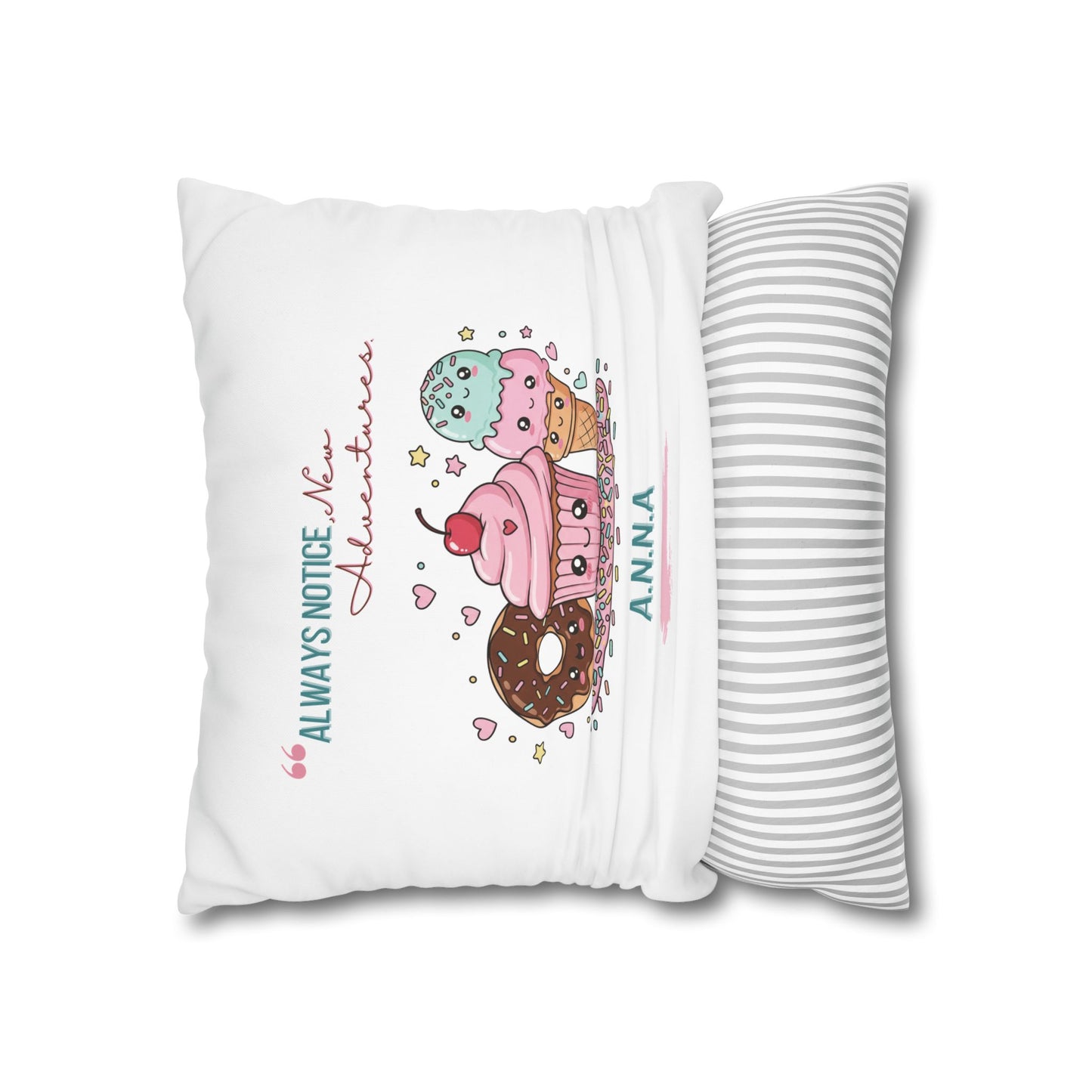 Personalized Initial Quote Sweet Treat — Custom Sayings on Square Poly Canvas Pillowcase
