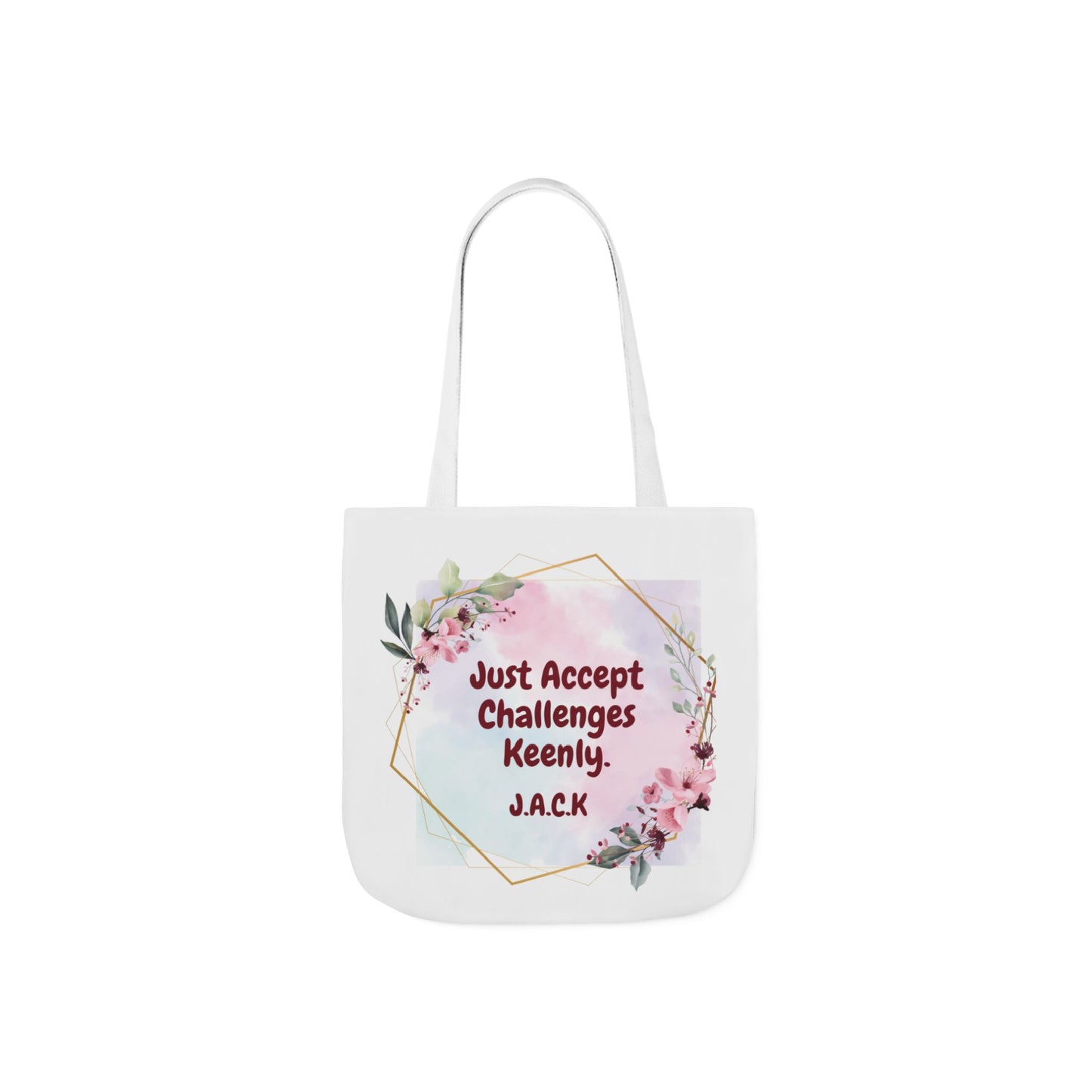 Personalized Initial Quote Floral Frame Canvas Tote Custom Name